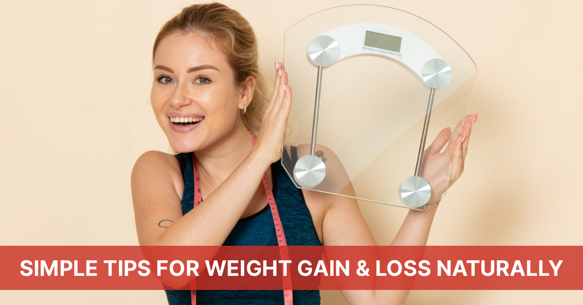 Illustration showing healthy lifestyle choices for natural weight gain and weight loss without supplements