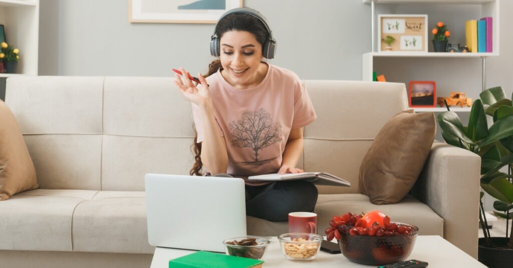 Person working from home maintaining productivity and health